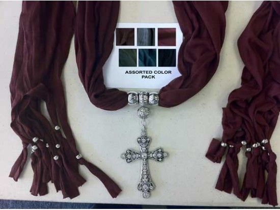 Dark Assorted Scarf Antique Silver Crystal Cross Pendant Necklace 6 Pack Dark Assorted Scarf Antique Silver Crystal Cross Pendant Necklace 6 Pack