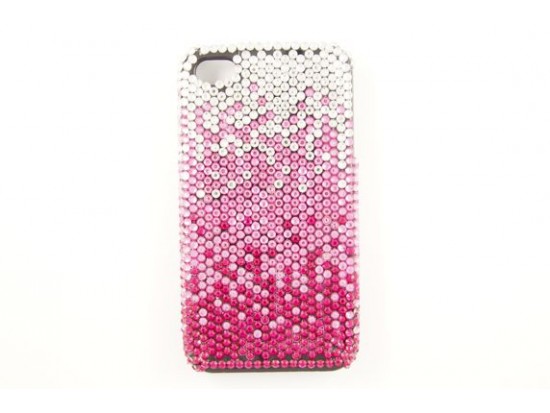 Hot Pink Rose Clear Crystal iPhone 4 & 4S Cell Case