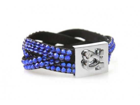 Sapphire Crystal Braid Strap Bracelet With Silver Heart Clasp