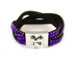 Tanzanite Crystal Braid Strap Bracelet With Silver Heart Clasp