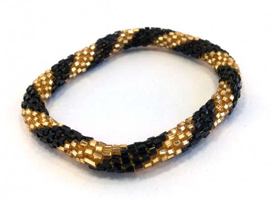 Black & Gold Genuine Nepal Hand Crafted Roll On Mission Bracelets