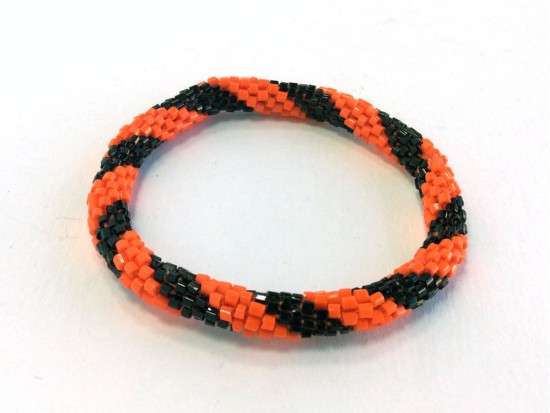Orange Black Genuine Nepal Hand Crafted Roll On Mission Bracelets