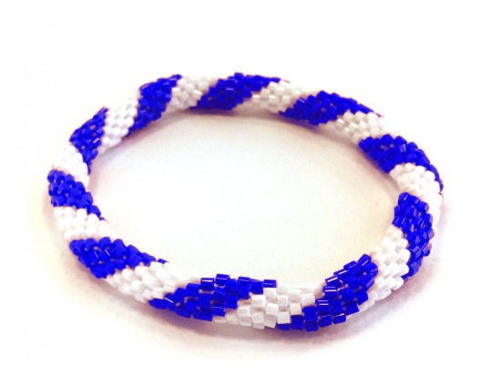 Blue & White Genuine Nepal Hand Crafted Roll On Mission Bracelets