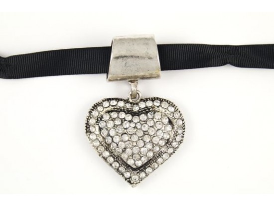 Crystal Heart Scarf Necklace Pendant