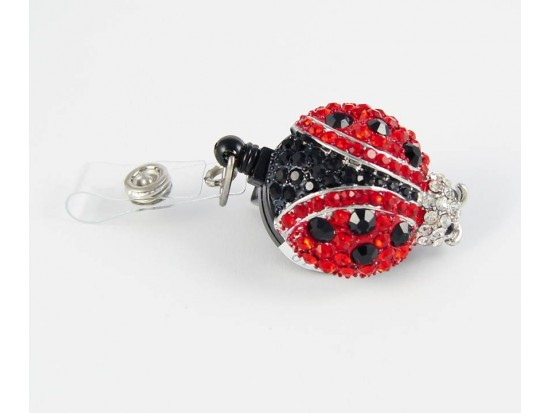 Crystal Ladybug Retractable Key Chain/ID Holder Crystal Ladybug Retractable Key Chain/ID Holder