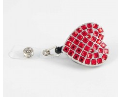 Red Crystal Heart Retractable Key Chain/ID Holder
