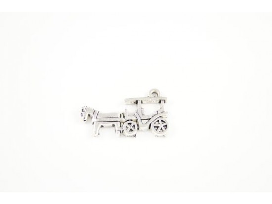 Horse & Buggy Antique Silver Plate Charm
