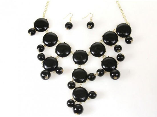 27mm Black Bubble Necklace Gold Plate Chain