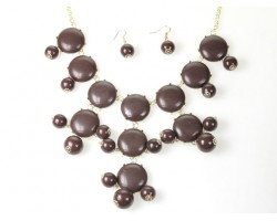 27mm Brown Bubble Necklace Gold Plate Chain