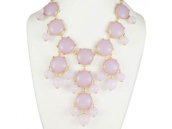 27mm Light Purple Bubble Necklace Gold Plate Chain