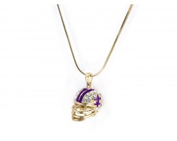 Purple Gold Football Helmet Fleur De Lis Necklace