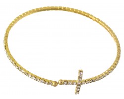 Gold Crystal Cuff Cross Bracelet