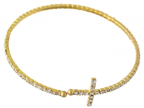 Gold Crystal Cuff Cross Bracelet Gold Crystal Cuff Cross Bracelet