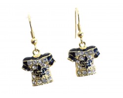 Black Gold Crystal Football Jersey Hook Earrings