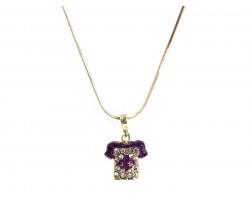 Purple Gold Crystal Football Jersey Necklace