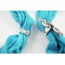 Black Lace Cut & Crystal Leaf Magnetic Pendant Scarf Necklace