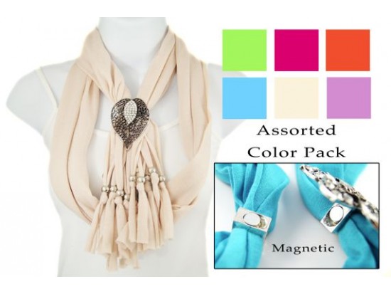 Assorted Lace Cut & Crystal Leaf Magnetic Pendant Scarf Necklace 6 pcs Assorted Lace Cut & Crystal Leaf Magnetic Pendant Scarf Necklace 6 pcs