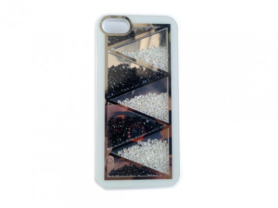 White Jet & Clear Crystal Zig Zag iPhone 5 Cell Phone Case