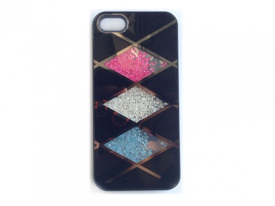 Black Rose Clear & Aqua Crystal Argyle iPhone 5 Cell Phone Case
