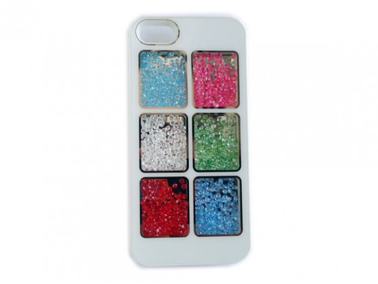 White Assorted Crystal Square Window iPhone 5 Cell Phone Case