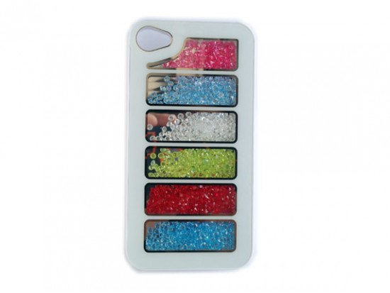 White Assorted Crystal Rectangle Window iPhone 4 Cell Phone Case