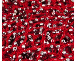 Red & Silver Beaded Crochet Shoulder Shawl