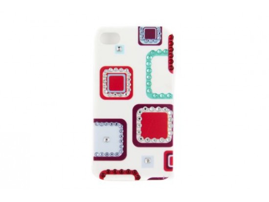 Blue Square Pattern Crystal iPhone 4 & 4S Cell Case