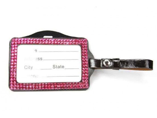 Hot Pink Crystal Changeable Luggage ID Tag