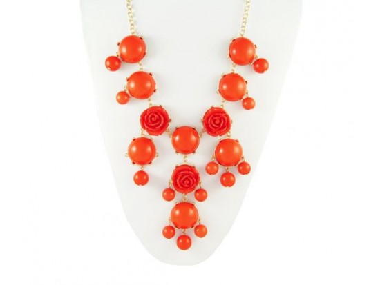 25mm Orange Flower Bubble Necklace with Gold Plate Chain 25mm Orange Flower Bubble Necklace with Gold Plate Chain