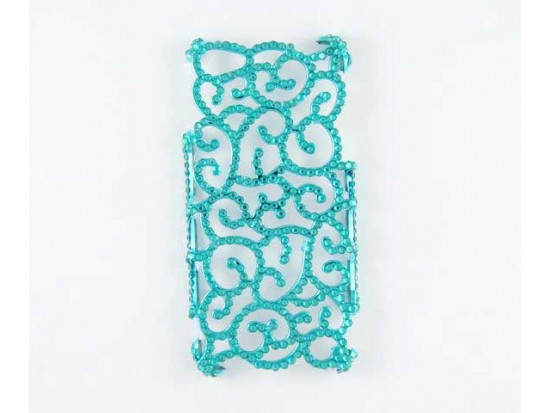 Blue Zircon Crystal Lace Cutout iPhone 4/4s Cell Phone Case