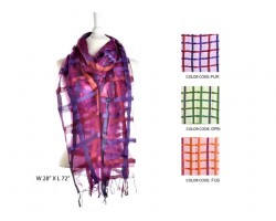 Sheer Check Design Scarf Assorted Pack 6 Pieces