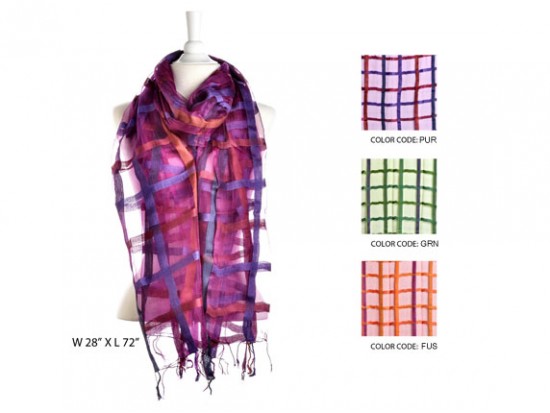 Sheer Check Design Scarf Assorted Pack 6 Pieces Sheer Check Design Scarf Assorted Pack 6 Pieces