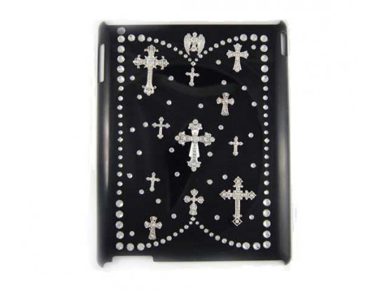 Silver & Crystal Cross Black iPad Case Generation 3&4
