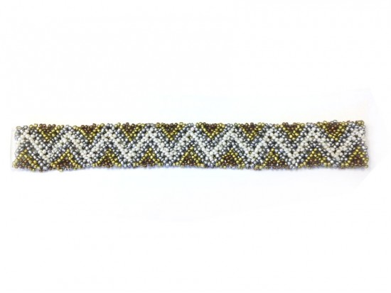 Tri-Tone Multi Colored Seed Bead Chevron Stretch Headband