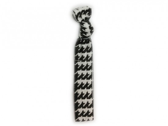 Houndstooth Black & White Stretch Hair Tie 30 Pieces