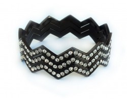 Black Crystal Chevron 3 Band Bangle Bracelet