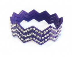 Purple Crystal Chevron 3 Band Bangle Bracelet