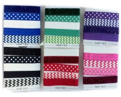 Assorted Polk-a-Dot & Chevron Stretch Band Hair Tie 30 Pack
