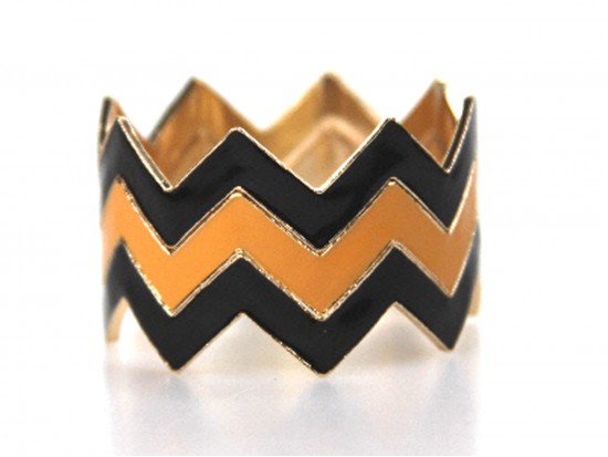 Black Gold Triple Chevron Gold Bangle Set