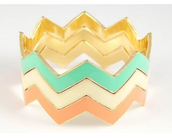 Lt Multi Triple Band 7mm Chevron Bngl Bracelet