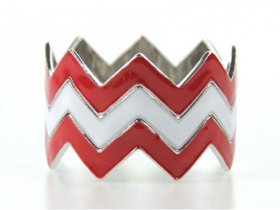 Red & White Chevron 3 Band Bangle Bracelet Red & White Chevron 3 Band Bangle Bracelet
