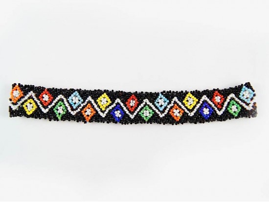 Black Multi Color Diamond Chevron Seed Bead Headband