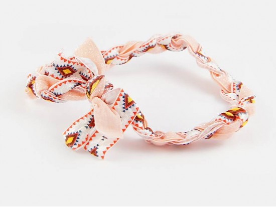 Aztec Light Pink Braided Ribbon Stretch Headband Aztec Light Pink Braided Ribbon Stretch Headband