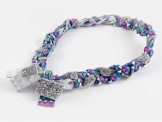 Aztec Blue Braided Ribbon Stretch Headband