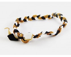 Black Gold Braided Ribbon Stretch Headband