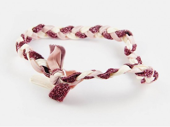 Light Purple Cream Braided Ribbon Stretch Headband