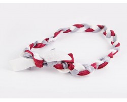 Maroon White Braided Ribbon Stretch Headband