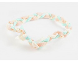 Pink Aqua Braided Ribbon Stretch Headband