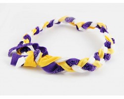Purple Yellow Braided Ribbon Stretch Headband