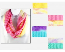 Assorted Color Tie-Dye Strip Infinity Scarf 6pk